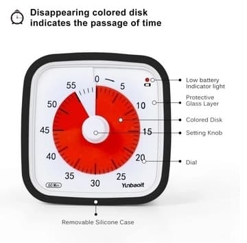 Ny hvid visuel timer 60 min - klasseværelsesskole for børn