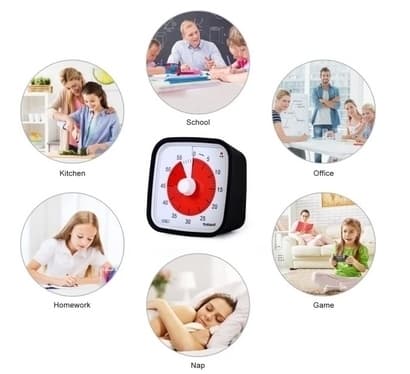 Ny hvid visuel timer 60 min - klasseværelsesskole for børn