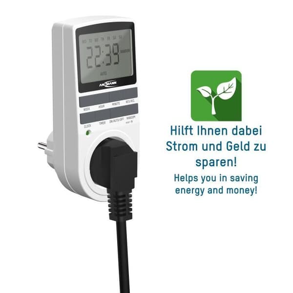 Digital timer - ANSMANN - 3680W - 2,1" LCD-skärm - 10 växlar/dag - Barnskydd