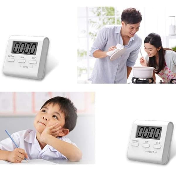 Lollanda Digital Kökstimer 2-pack, Köks-Timer - Magnetisk, Digital Timer med Magnet & LCD-display, Vit med Ställ