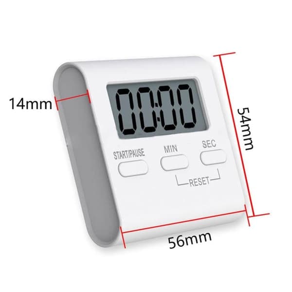 Lollanda Digital Kökstimer 2-pack, Köks-Timer - Magnetisk, Digital Timer med Magnet & LCD-display, Vit med Ställ