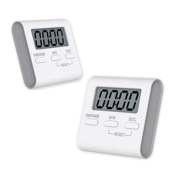 Lollanda Digital Kökstimer 2-pack, Köks-Timer - Magnetisk, Digital Timer med Magnet & LCD-display, Vit med Ställ