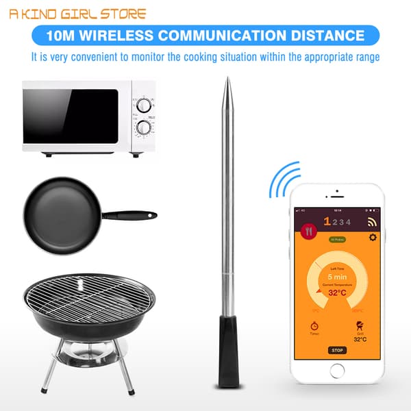 Trådlös Kötttermometer, Bluetooth-anslutning, Dubbel Temperatursensorer