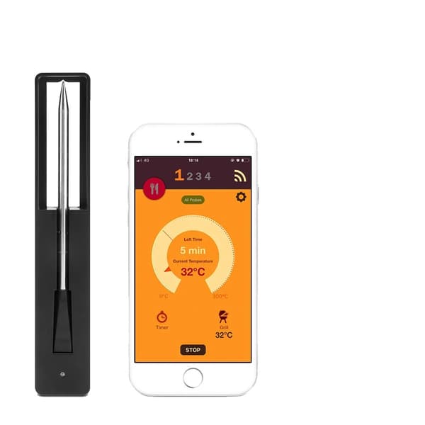 Trådlös Kötttermometer, Bluetooth-anslutning, Dubbel Temperatursensorer