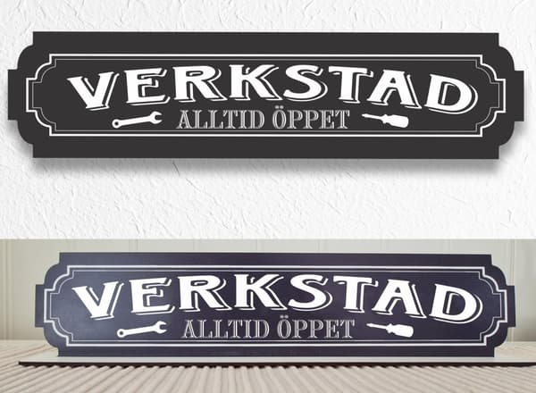 Verkstad svart skylt - Verkstadskylt med stativbasen 35x80cm beer, home bar