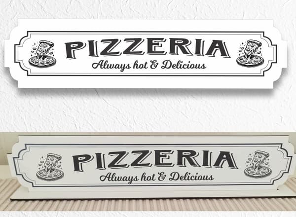 Pizzaria Vit skylt - Pizzariaskylt med stativbasen 35x80cm beer, home bar