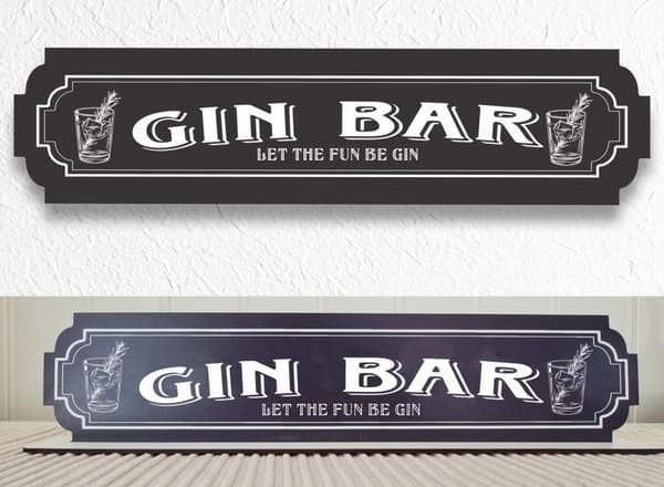 Gin Bar svart skylt - Gin Bar med stativbasen 35x80cm mancave, home bar