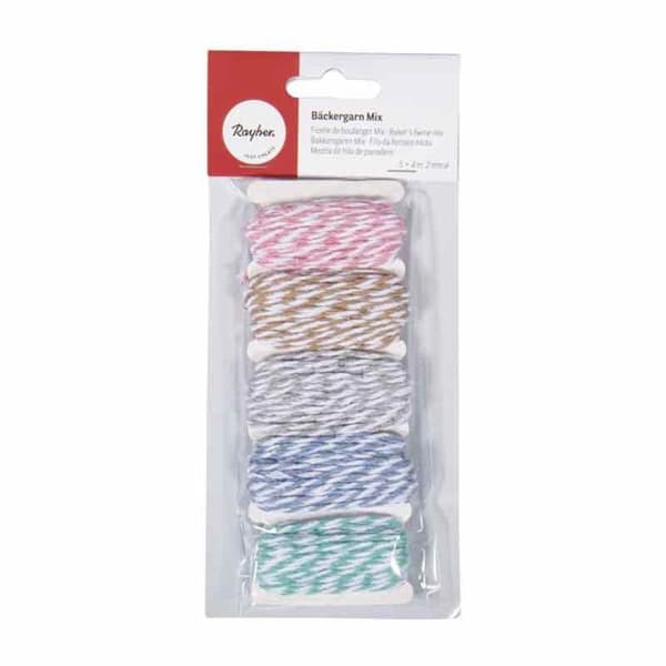 Baker's garn Mix, 5 färger vardera 4m, tab-bag 20m, pastell