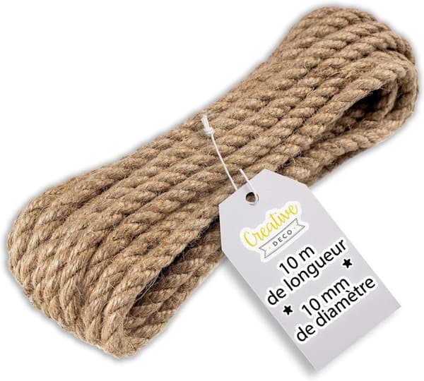 Jute-rep - Creative Deco - 10m - Tjocklek 10mm - Naturlig - Hållbar