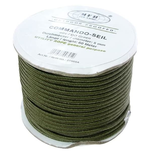 MFH Commando Rope Olivgrön 5mm/60m [rulle]