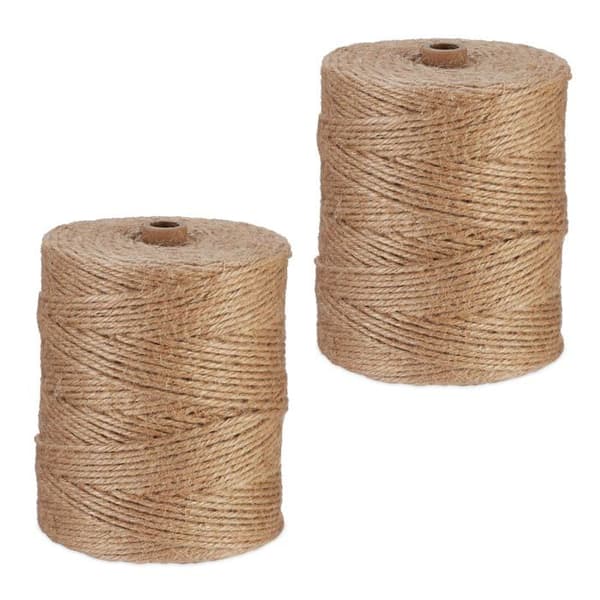 Relaxdays - 10046044 - 2 Rullar av Jute Snöre (var och en: 300 m), biologiskt nedbrytbar, Gör-det-själv, Trädgård, Förpackning, Natur