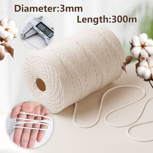 Baklever-Gummisnöre Aiqinu - Flätad rep-3mm*300m-Beige