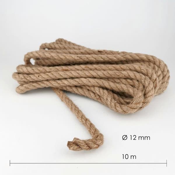 Ficelle - snöre D.rect - 111057 - Jute snöre 12mm 10m - Hamp snöre Naturliga Fibersnören, Natur