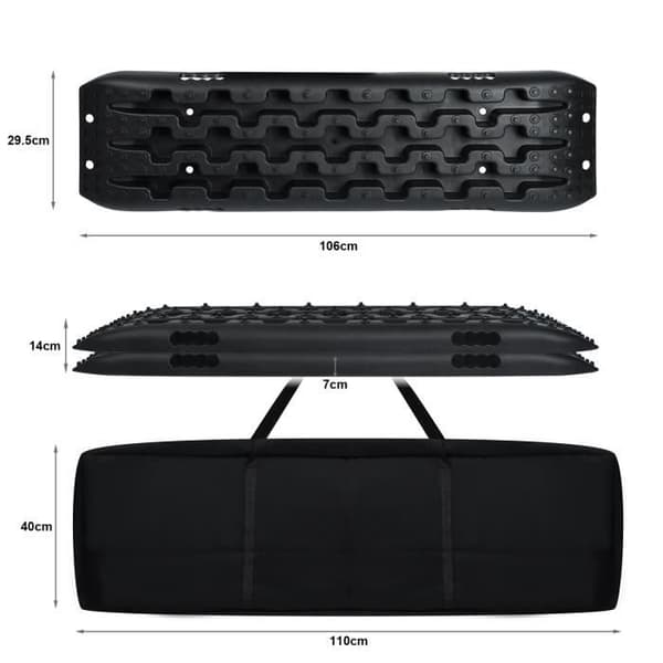 XMTECH 2-delad däcktraktionsdäckskala 10T Off Road Snow Sand Traction Recovery Tracks, svart