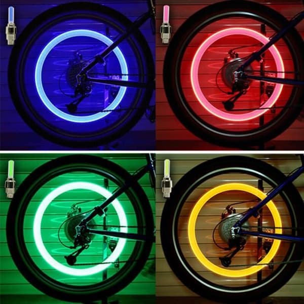 Snabb leverans utan batteri Cykel LED-ljus med däckventilkåpor Hjulekrar Leverera ett par Röd -LR2421