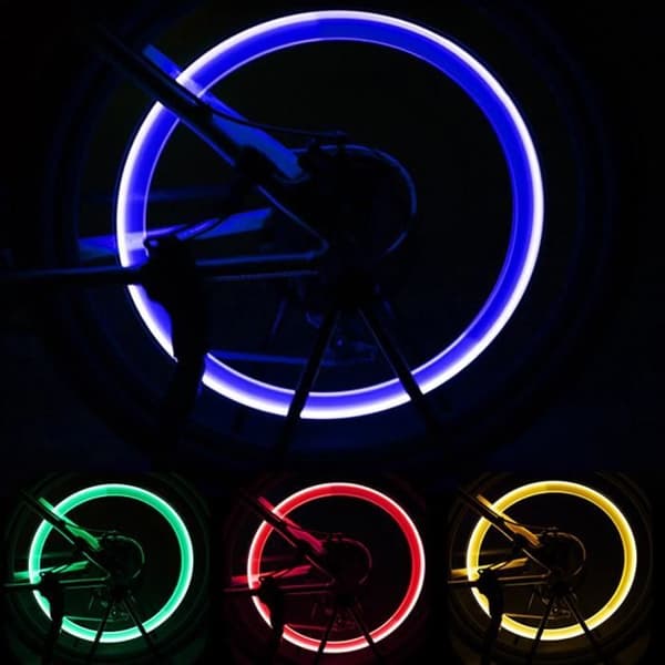 2ST Cykel LED-ljus Däck Hjul Stamventil Cap Blixt Neonljus Mountain Road Cykel Cykeldäck GUL -WGHY4370