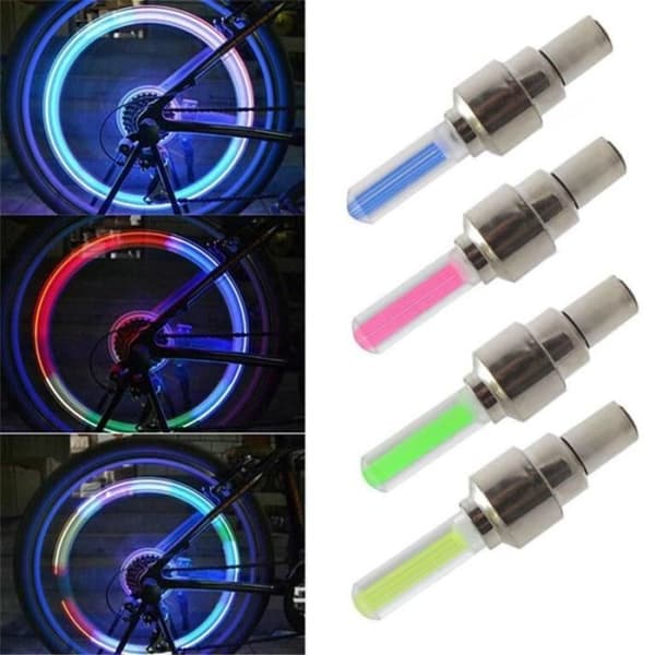 Reservdel,2 st Cykelventilspindellock LED-ljus Däckhjulsljus med batterier 4 färger Cykelblixt - Typ 04