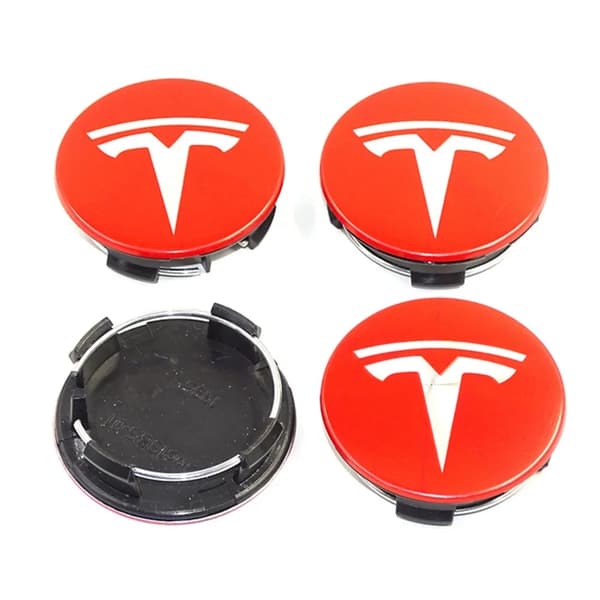 4-Pack - Tesla Centrumkåpor / Hjulnav Emblem - Bil