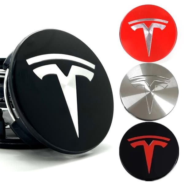 4-Pack - Tesla Centrumkåpor / Hjulnav Emblem - Bil