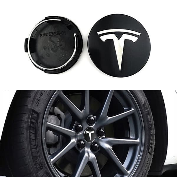 4-Pack - Tesla Centrumkåpor / Hjulnav Emblem - Bil