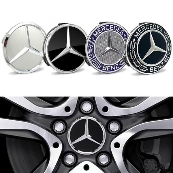 4-Kpl - Mercedes-Benz Keskimerkki - Auto 75mm Svart 4-Kpl - Mercedes-Benz Keskimerkki - Auto 75mm Svart