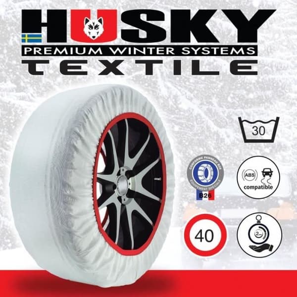 Snow Sock - Husky - Storlek XL - Textil - B26 godkännande - ABS kompatibel