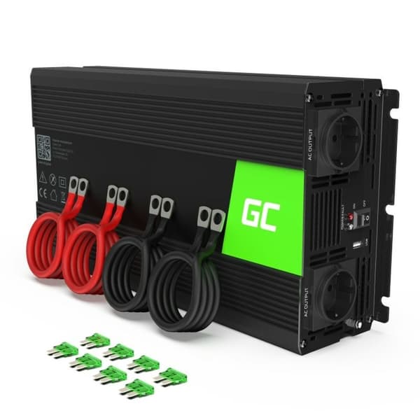 Virta-adapteri Green Cell INV15 3000 W 230 V 1 Kappaletta musta