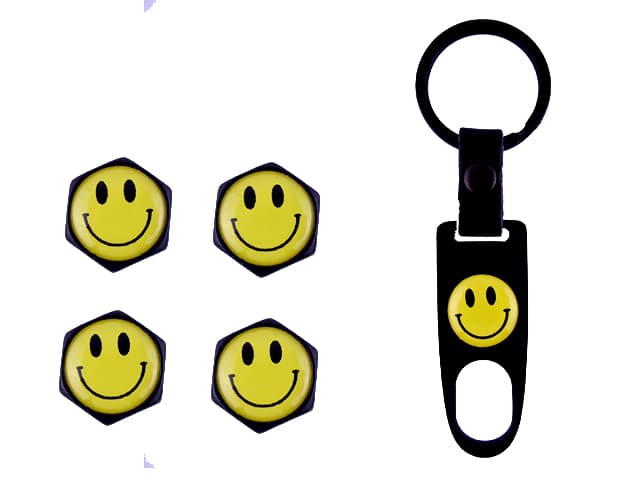 Ventilhattar Smiley 4st + nyckelring styling i exklusivt set