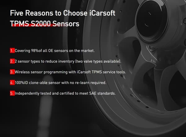 iCarsoft TPMS S2000, 2i1 däcktryckssensor