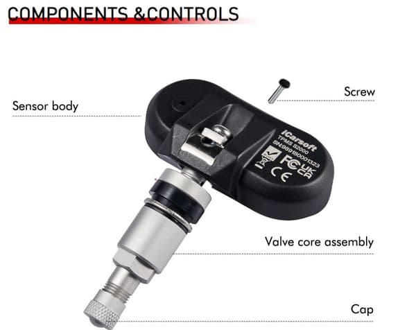 iCarsoft TPMS S2000, 2i1 däcktryckssensor