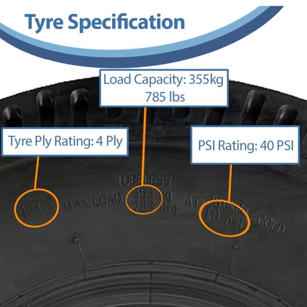 5.00-10 Trailer Tyre 4ply High Speed E-Marked Road Legal 355kgs 72N Wanda P802