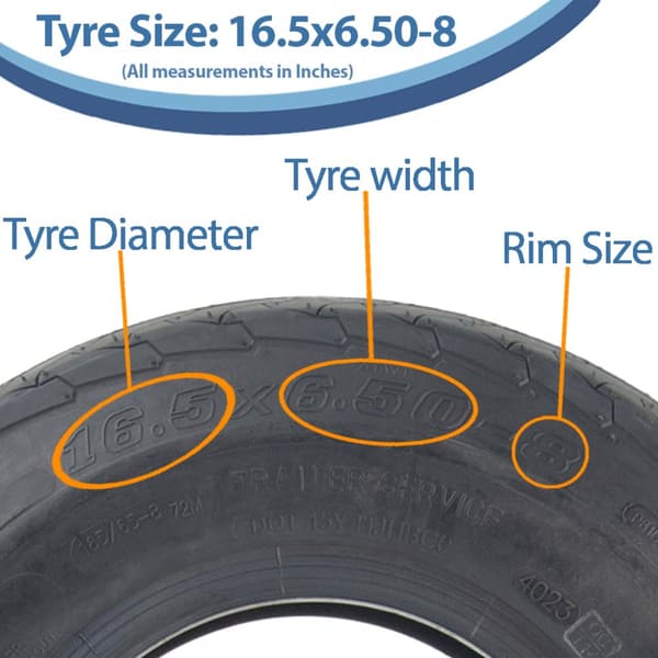 16.5x6.50-8 perävaunun renkaat 6-ply P815 Road Legal 72M 355kgs 165/65-8 (4 kpl)