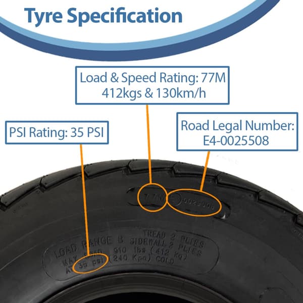 20.5x8.00-10 perävaunun renkaat 4ply Road Legal 77M 412kg Load 205/65-10 (3 kpl)