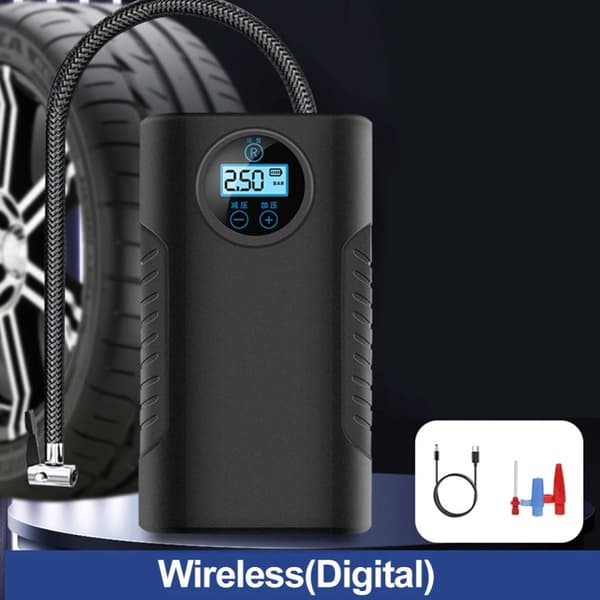 150PSI Sladdlös Däckpump, 2*2000mAh Batteri, Digitalt Tryckmätare,Digital trådlös