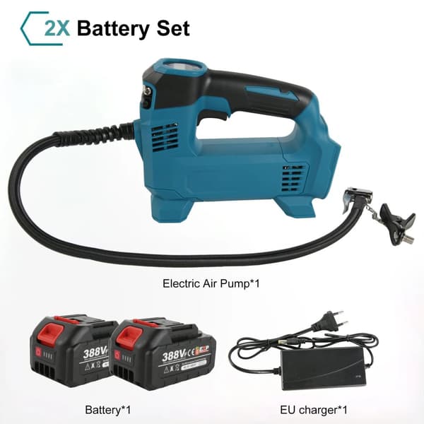Trådløs elektrisk luftpumpe, maks. tryk 150 PSI, intelligent digital skærm,sort
