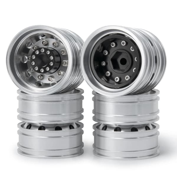 RC Kuorma-auton pyörän rengas, alumiiniseosrakenne, 12mm kuusikulmainen navanreikä, 4 kpl