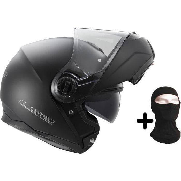 LS2 Modular Strob Helmet Matt Black + Balaclava