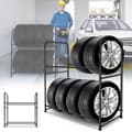 Miniatyrbild 1 av 4: XMTECH Däckställ Organizer, verkstadshållare för 8 däck, däckförvaringsstöd, verkstadshylla, garage
