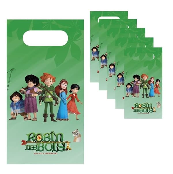 P'TIT Clown re14066 - Påse 6 påsar födelsedag Robin Hood™ 13x24 cm