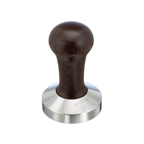 MOTTA Competition 58,4 mm espresso tamper gjord av rostfritt stål och brunt trähandtag