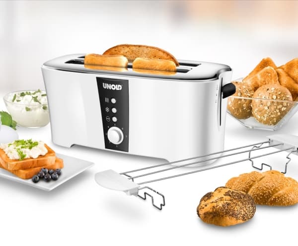 UNOLD 38020 Design Dual - Brödrost - 4 skiva - 2 Kortplatser - vit / svart