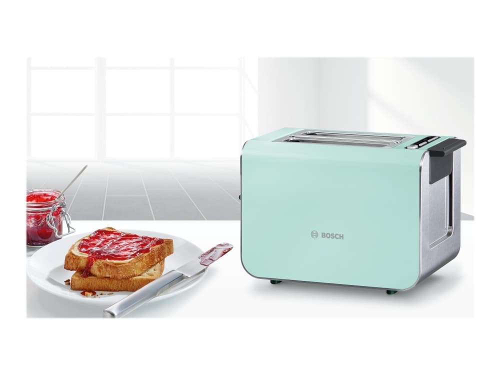 Bosch TAT8612 - Brödrost - 2 skiva - 2 Kortplatser - mint turquoise/black gray