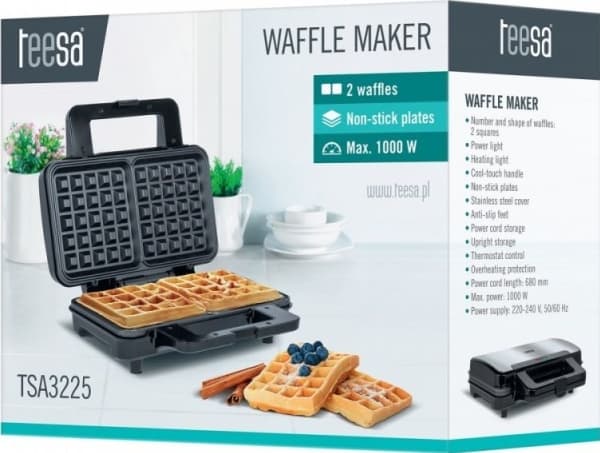 Våffelmaskin 2 våfflor 1100W teflon