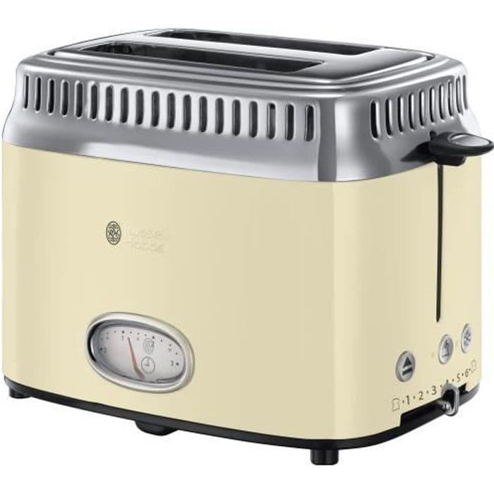 RUSSELL HOBBS 21682-56 - Brödrost Retro - 2 platser - 1300 W - Creme