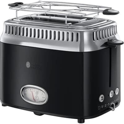 RUSSELL HOBBS 21681-56 - Leivänpaahdin Retro - 2 lähtö - 1300 W - musta