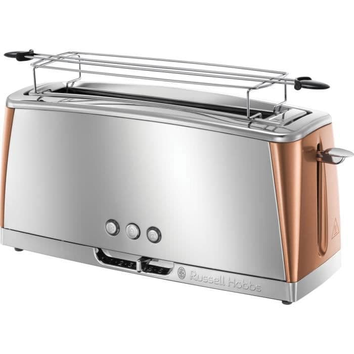 RUSSELL HOBBS 24310-56 - Grå brödrost - Snabb rostat brödsteknik - Rostfritt & Rosé koppar