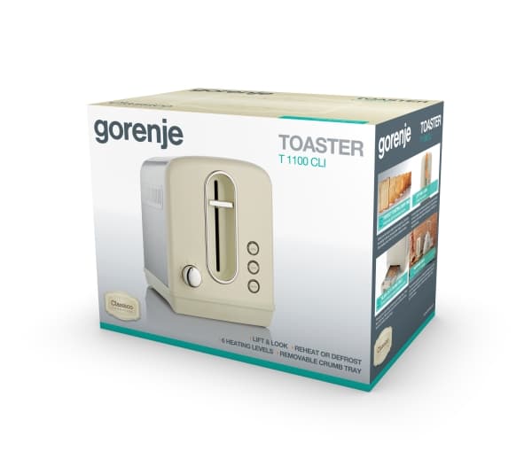 Gorenje T1100CLI - Brødrister - 2 skive - 2 Spor - champagne
