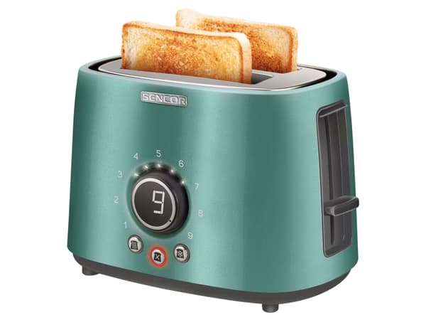 Sencor STS 6051GR, 2 skivor, Grön, Metallisk, Knappar, Rotations-, LCD, Svart, 1000 W