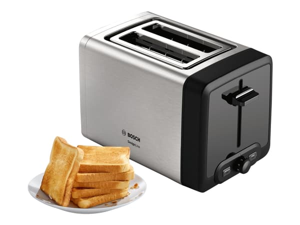 Bosch DesignLine TAT4P420 - Brødrister - 2 skive - 2 Spor - rustfritt stål / svart