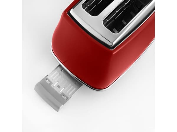 De’Longhi Icona Capitals, 2 skiver, Rød, Rustfritt stål, Knapper, Nivå, Rotasjon, 900 W, 220 - 240 V